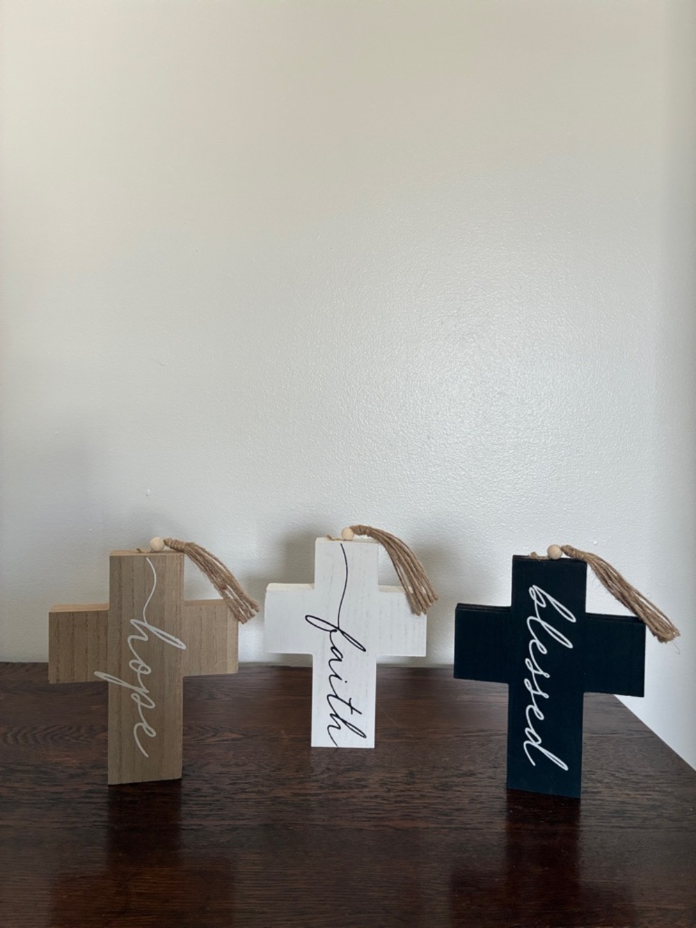 NWT - HOPE, FAITH & BLESSED Wooden Cross Trio - Picture 9 of 14